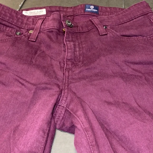AG Adriano Goldschmied Size 28R The Stevie Ankle Slim Straight Leg Burgundy Jean - Picture 16 of 16